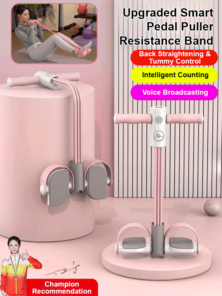 Multi-Function Pedal Puller Resistance Band with Counting & Display Function