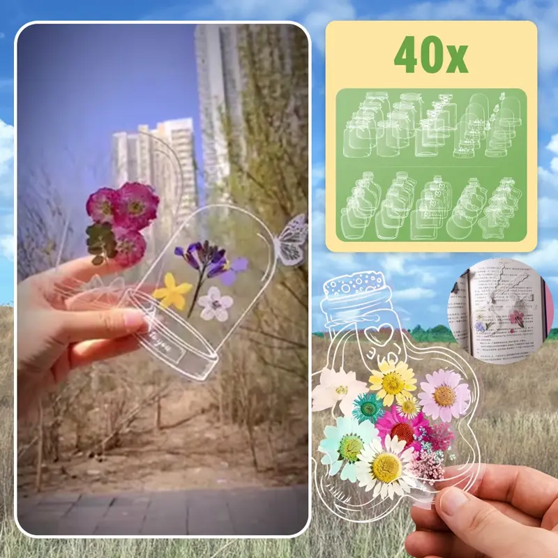 FLOWERMARKS™ TRANSPARENT TABS FOR DRIED FLOWERS - 40 PCS