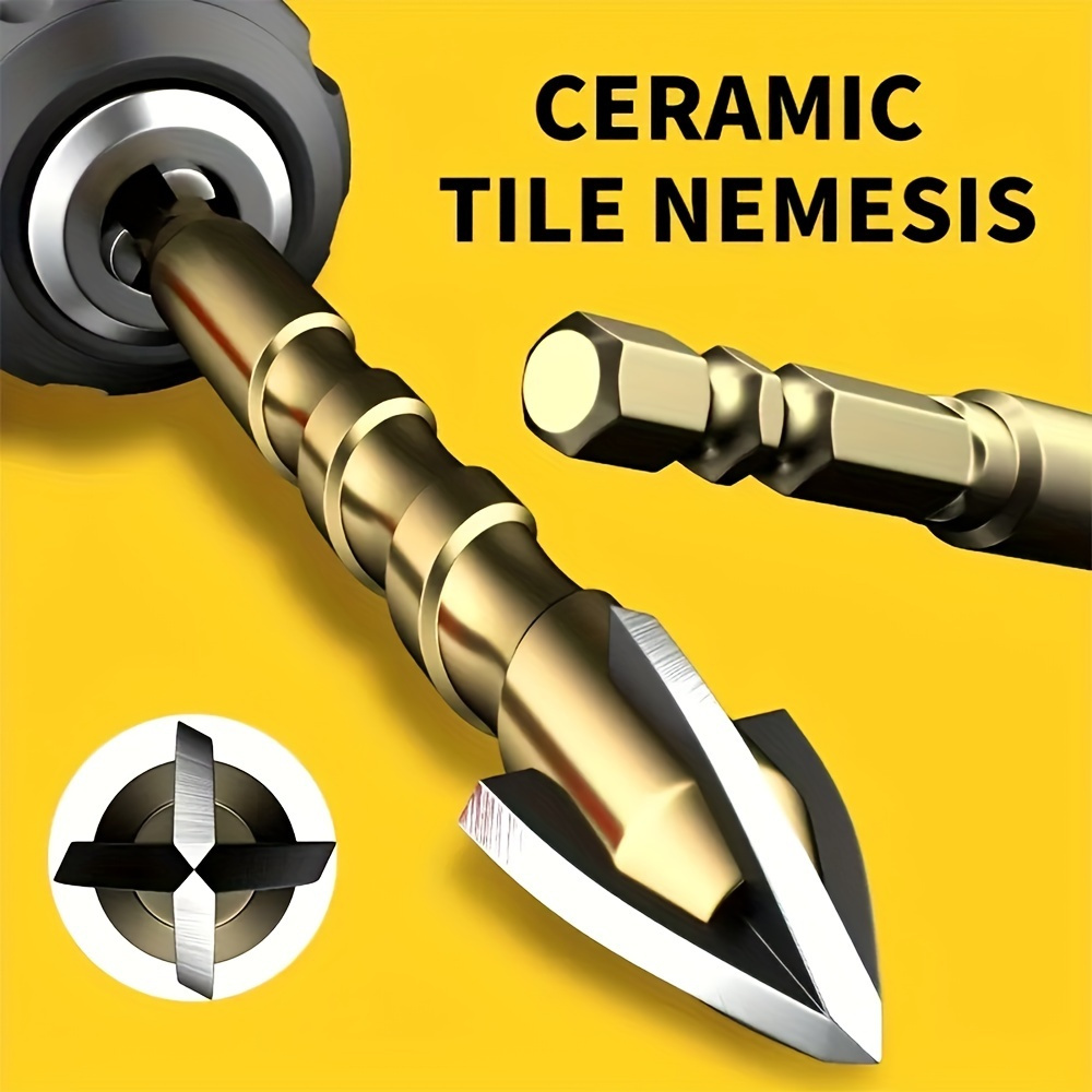 5pcs/set Multipurpose high hardness tungsten steel alloy four-edge cross hexagonal tile drilling drill bit 5 6 8 10 12 mm