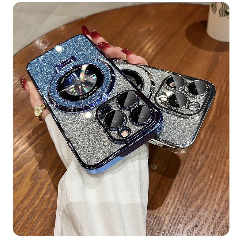 Transparent, Glittering Diamonds, Electroplated Logoview MagSafe Phone Case