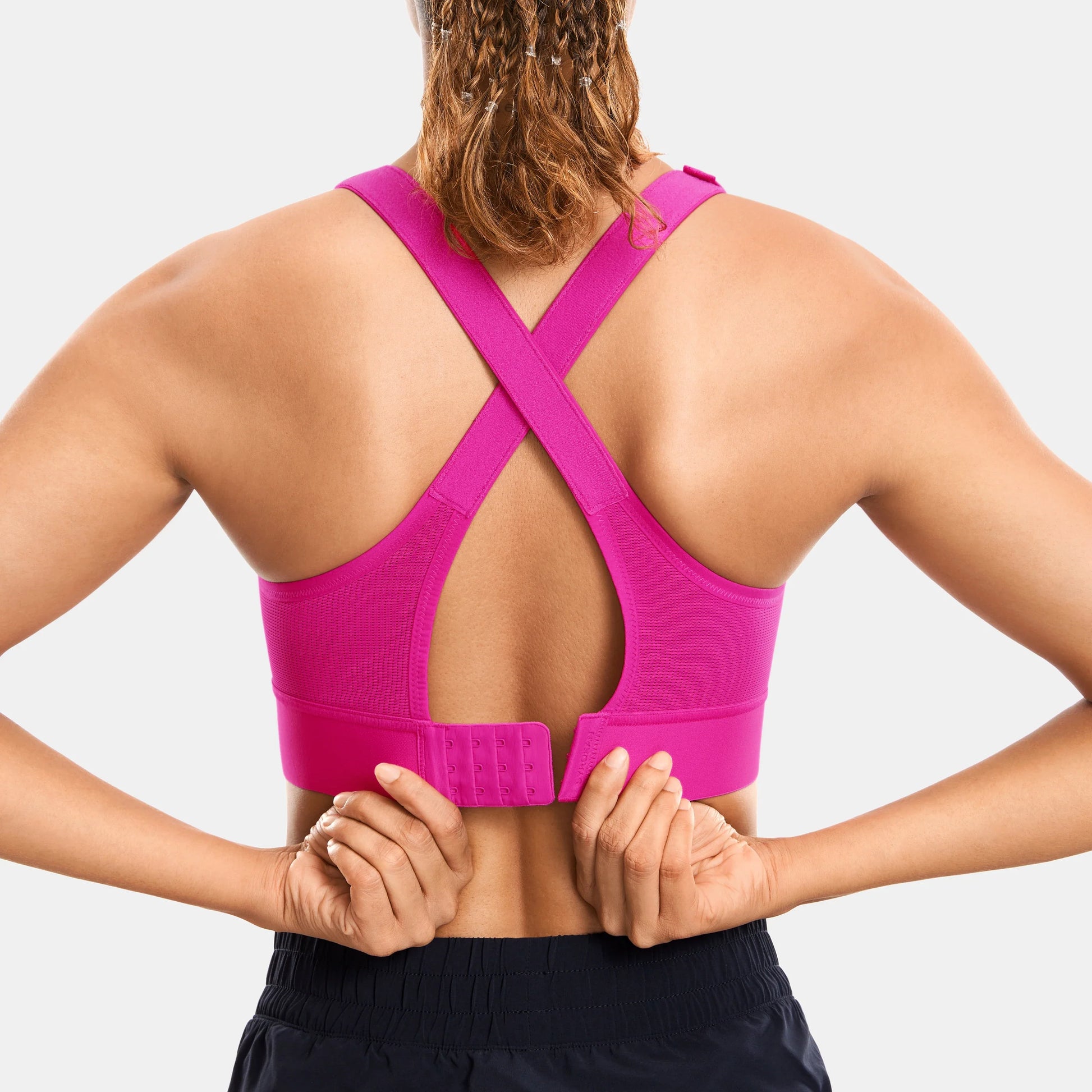 Women's High Impact Zip Front Adjustable Straps Strappy Back Wire-free Padded Workout Sports Bra(buy one get one free)