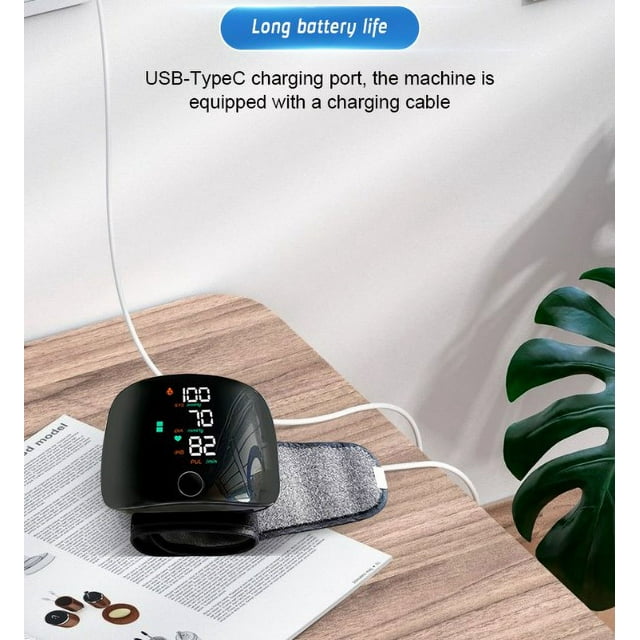 2024 Blood Pressure Monitor Three-color Screen Wrist Measurement Hypertension Detector Voice Charging Blood Pressure Monitor