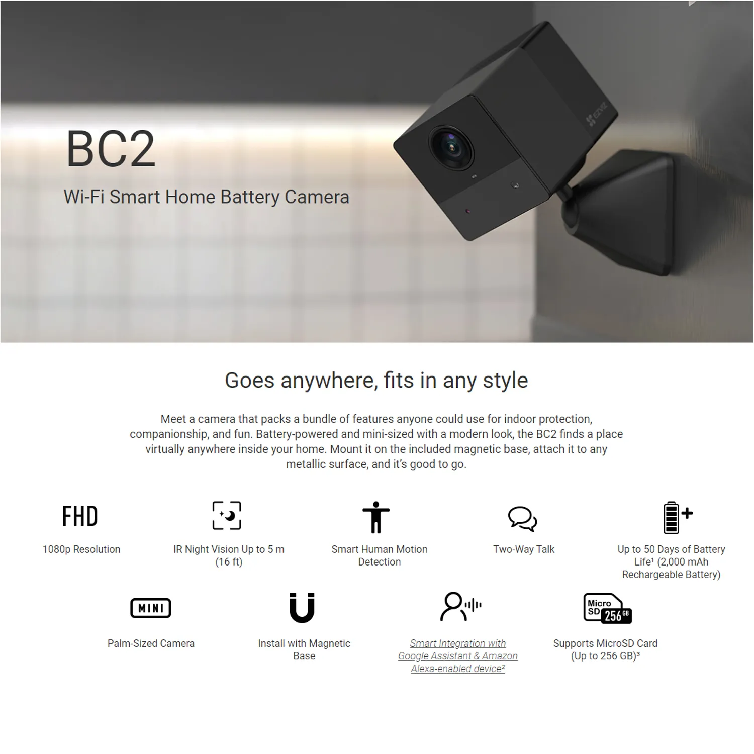 EZVIZ Mini Palm-Sized Smart Battery Wireless Baby IP CCTV Camera
