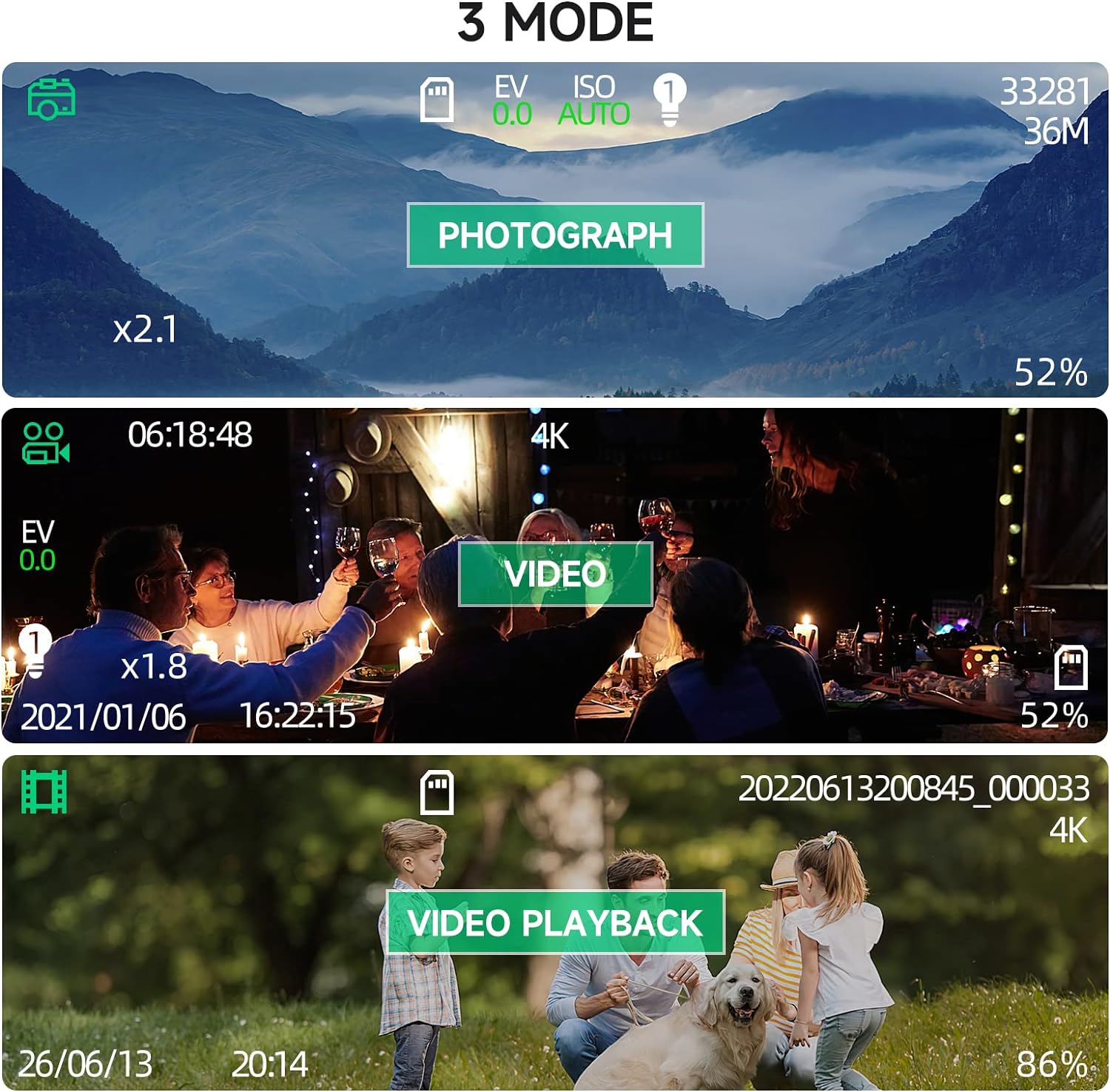 Infrared binocular night vision, 9x magnification, photo and video function