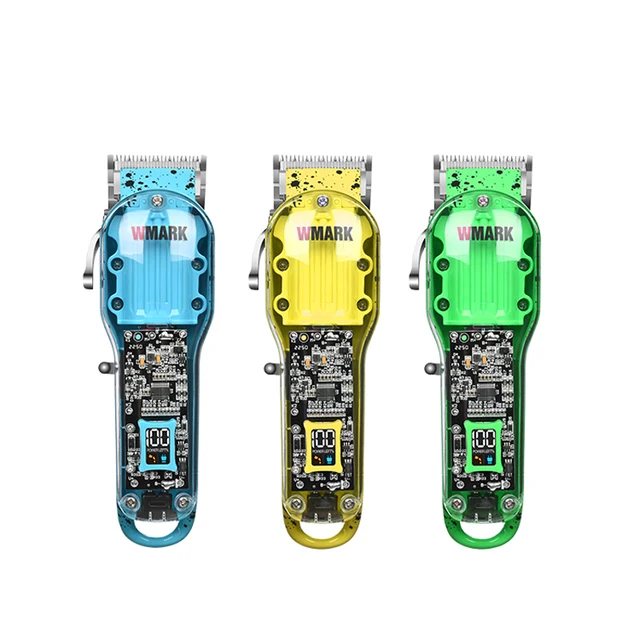 WMARK-Professional rechargeable transparent hair clipper with professional digital display