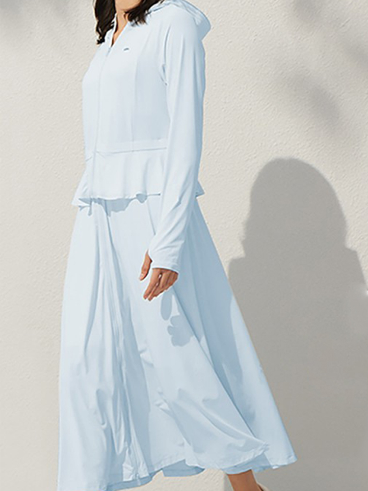 [2-in-1 Super Long Sunscreen] Mid-length ice silk sunscreen clothing, blocks ultraviolet rays