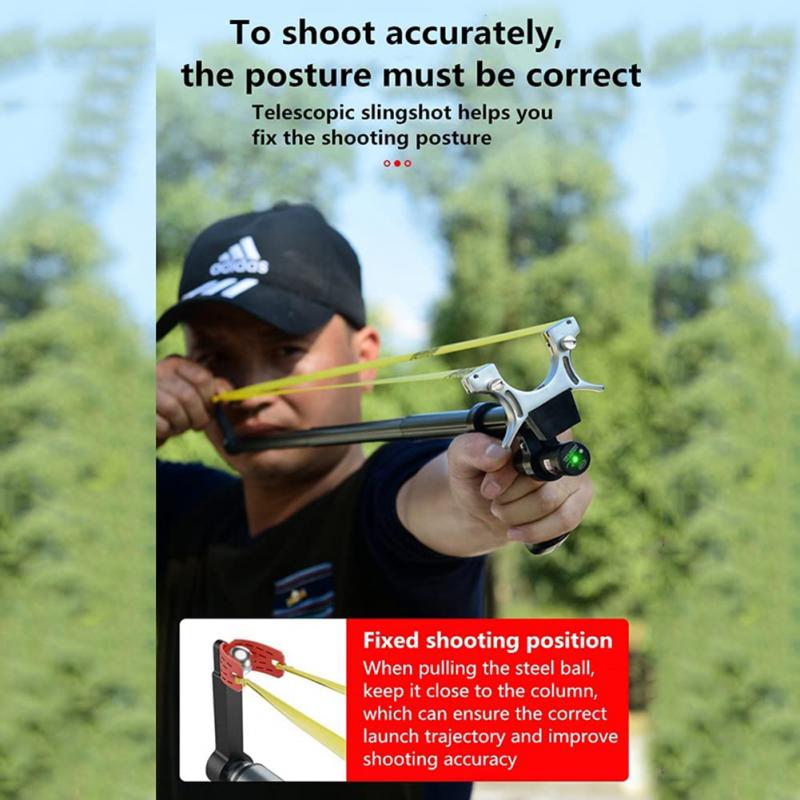 Straight Rod High Precision Telescope High Power Red Laser Flat Rubber Band Stainless Steel Hunting Fishing Tools Slingshot 2023