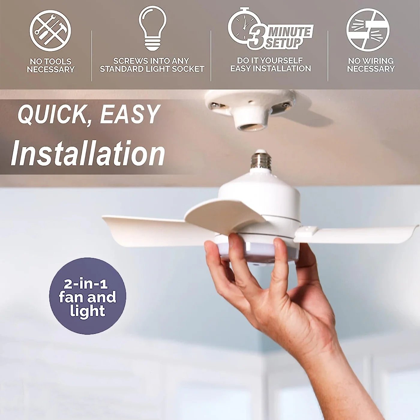 🔥🔥 2-IN-1 PORTABLE CEILING FAN & LIGHT with Remote Control