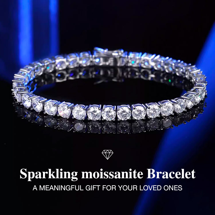 Sparkling 3MM Moissanite Tennis Bracelet 
