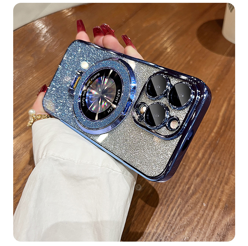 Transparent, Glittering Diamonds, Electroplated Logoview MagSafe Phone Case