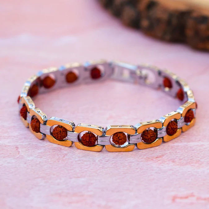 Manimaya Gold Plated DuoTone Rudraksha Bracelet
