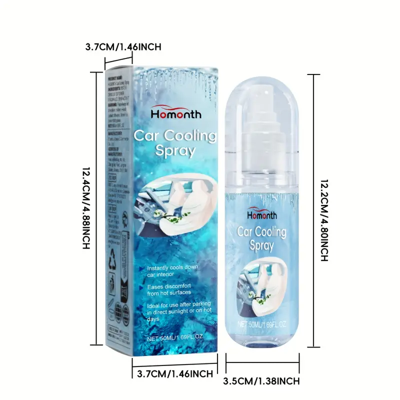 Instant Cooling Spray For Cars & Outdoors - Refreshing Heat Relief, Portable & Easy To Use