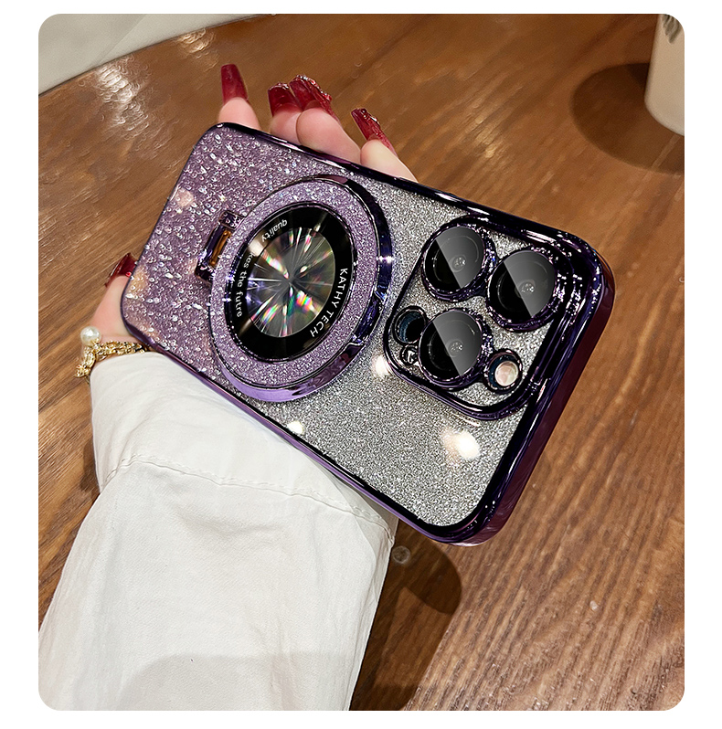 Transparent, Glittering Diamonds, Electroplated Logoview MagSafe Phone Case