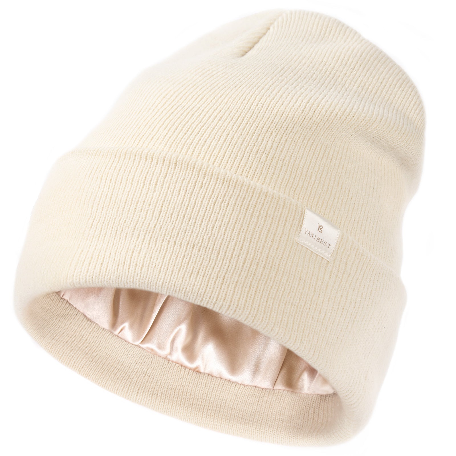 Women's satin knit hat, made of acrylic material, soft and warm, silk lining, unisex