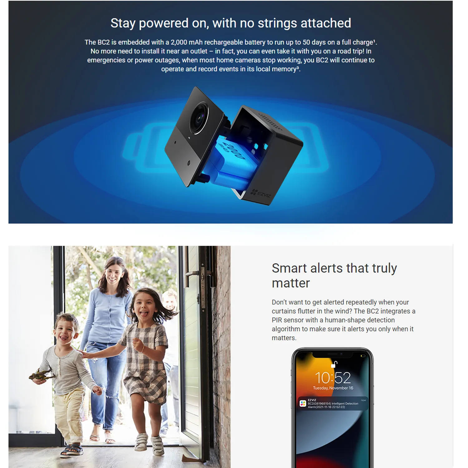 EZVIZ Mini Palm-Sized Smart Battery Wireless Baby IP CCTV Camera