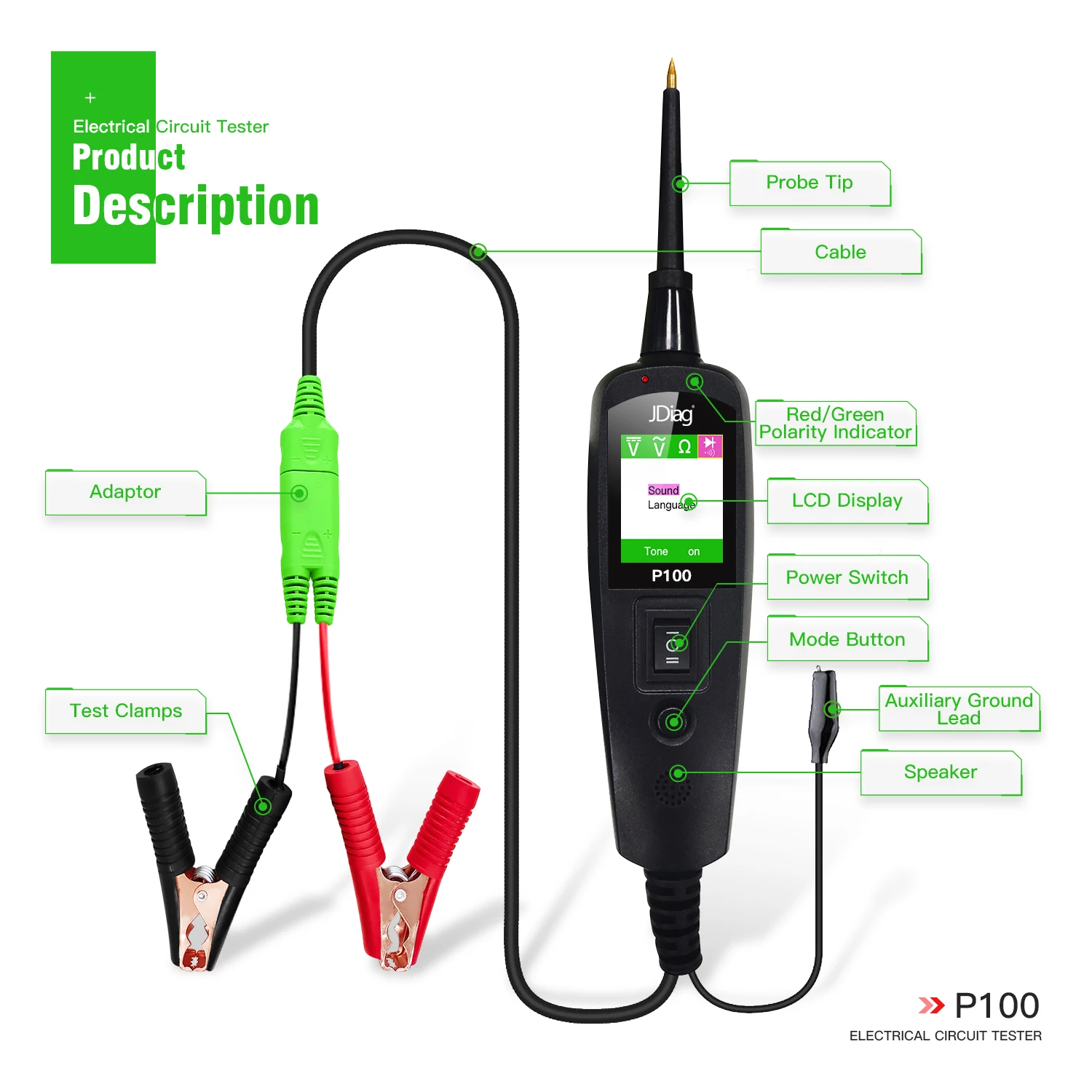 12/24V Multifunctional Car Circuit Tester Power Circuit Probe Kit Car Battery Voltage/Resistant Tester Diagnostic Tool Component