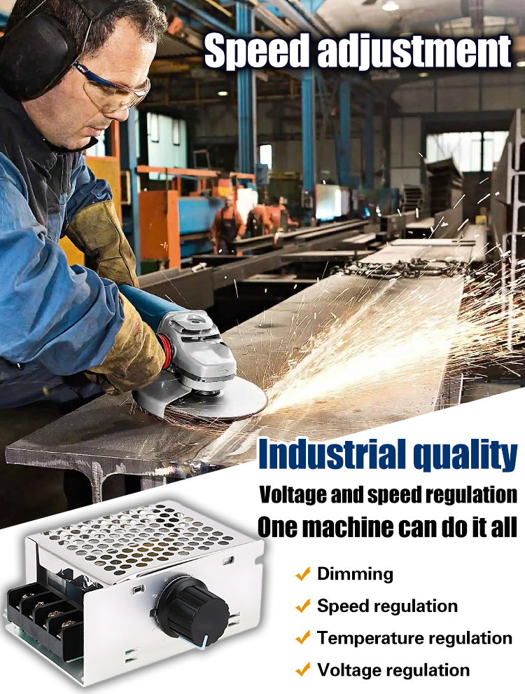 4000 Watt SCR Electronic Voltage Regulator, High Power Adjustable / Speed ​​Control / Temperature Control - with insurance case