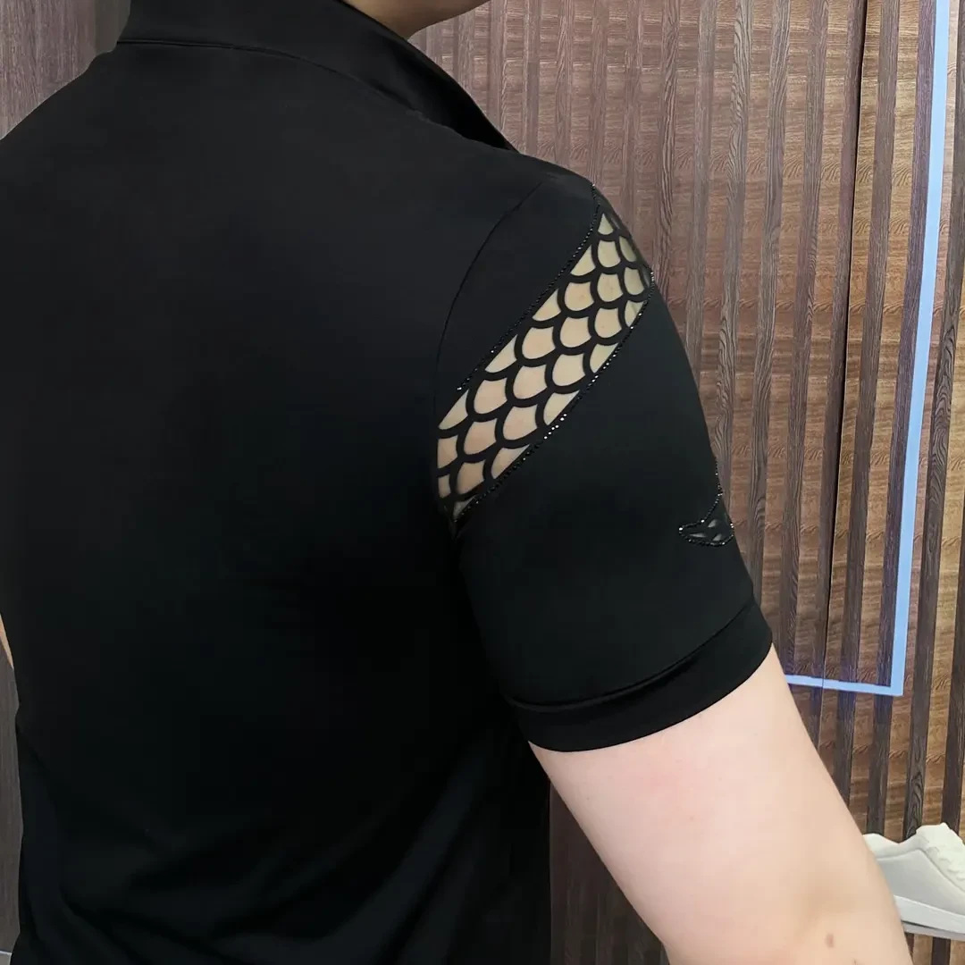 [Venom Snake] Men's light luxury fashion casual summer short-sleeved slim stand collar POLO shirt