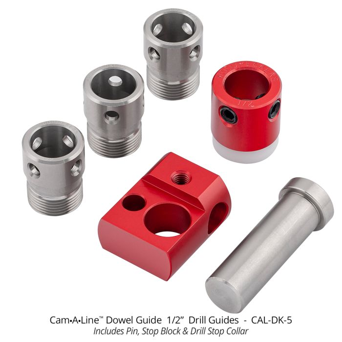 Woodpeckers Cam-A-Line Dowel Guide combines variable spacing, precision-engraved centerlines