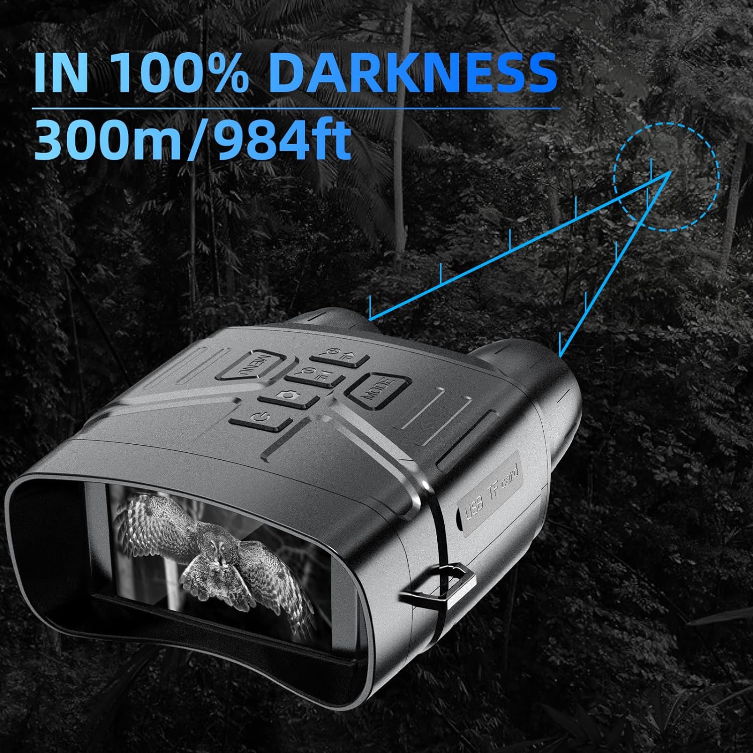 Infrared binocular night vision, 9x magnification, photo and video function