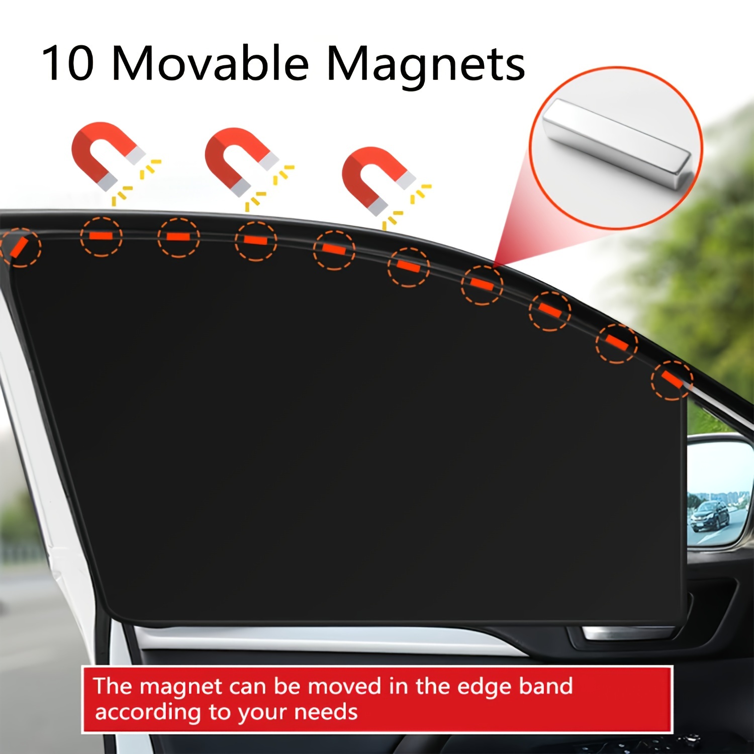 Magnetic Car Sunshade - Retractable Side Window Shade For Vehicles