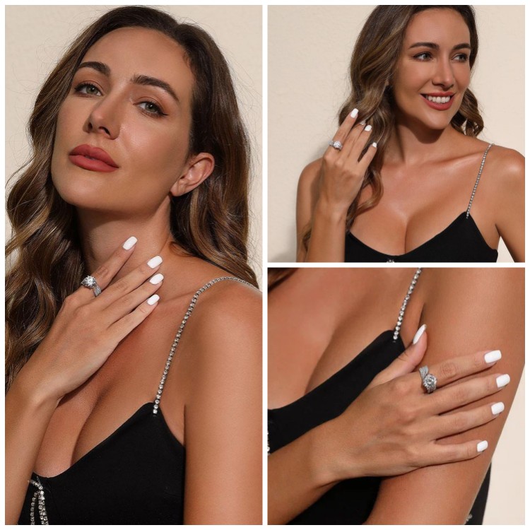 Best Gift For Her - 5-Carat Super Flash Moissanite Ring - Free gift box. GRA Certified. Adjustable size