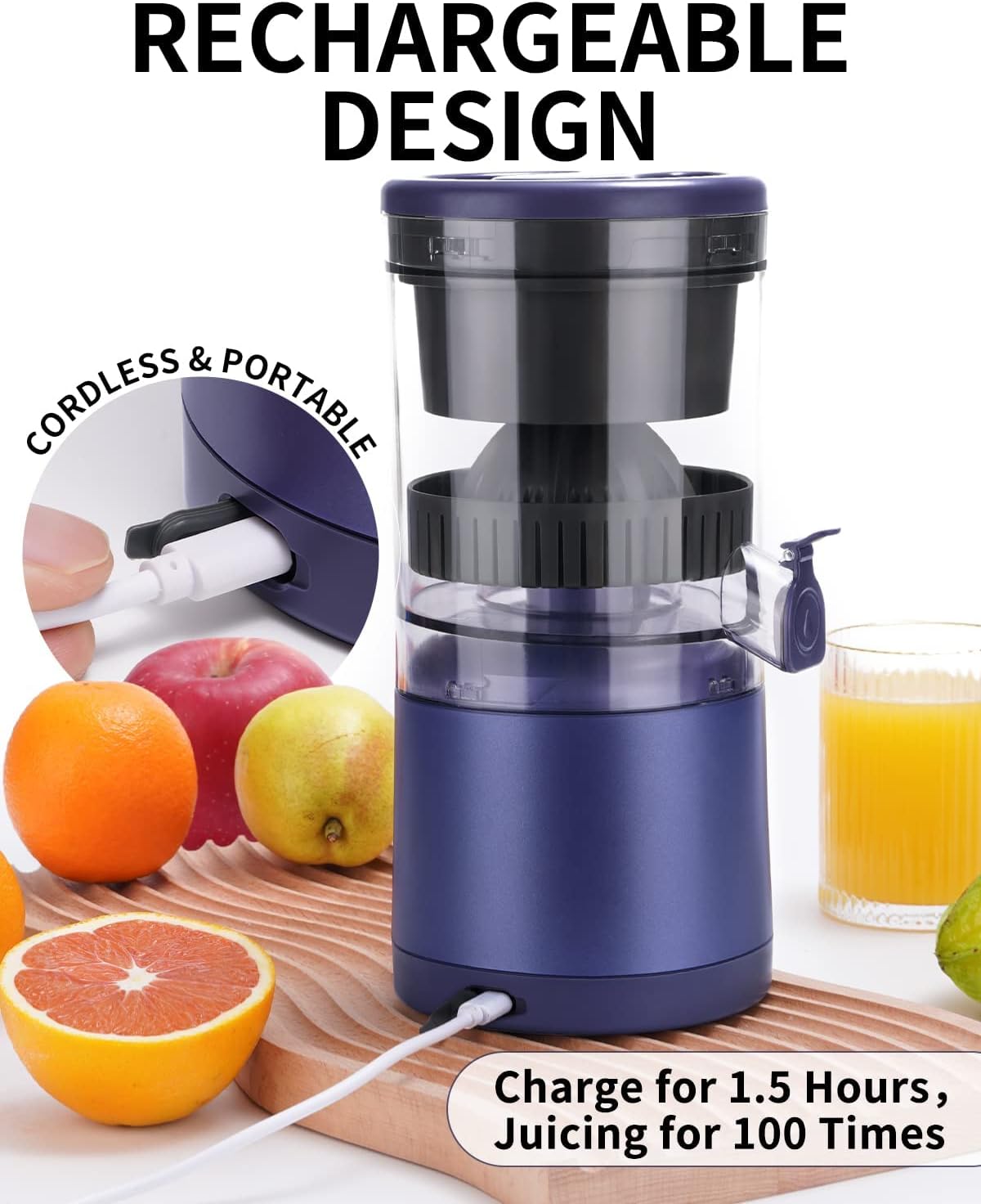 Portable USB rechargeable juicer for home use multifunctional pomace juice separation