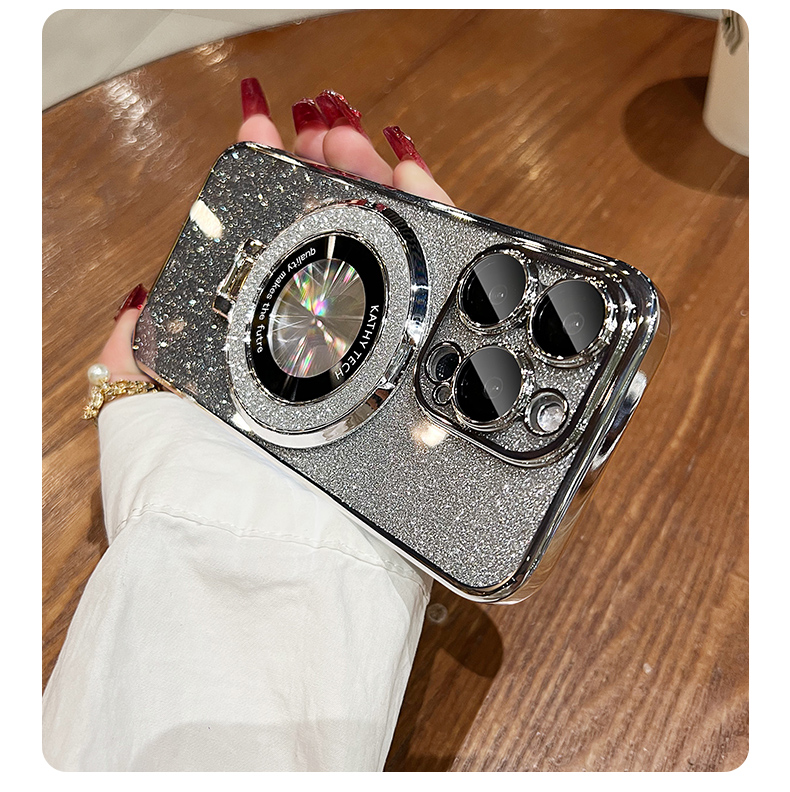 Transparent, Glittering Diamonds, Electroplated Logoview MagSafe Phone Case