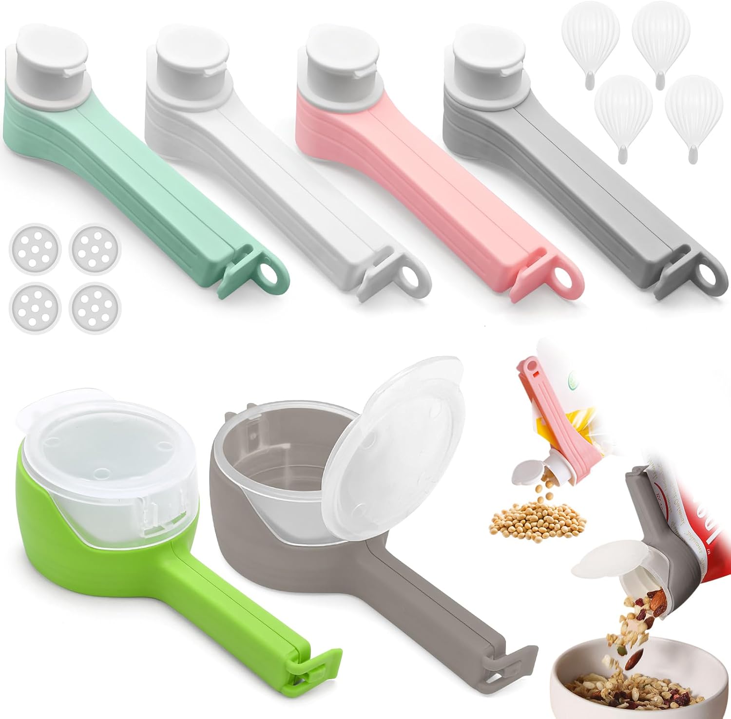 (6pcs) Bag mouth clip, food bag clip (2L+4S)