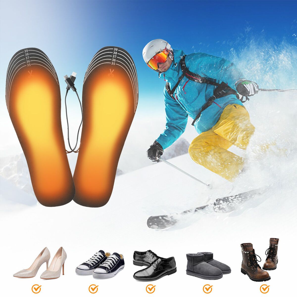 Electric heated shoe soles 