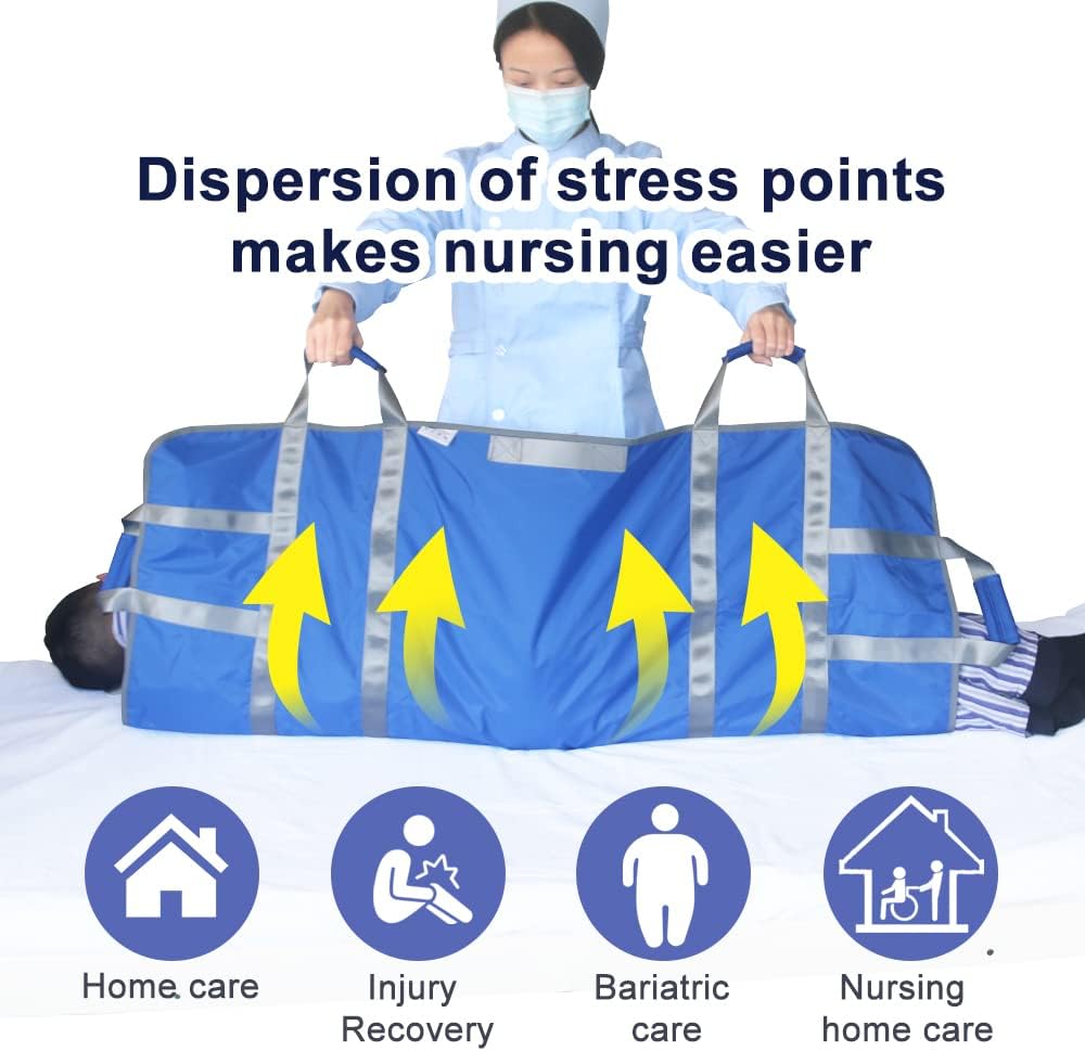 Positioning Washable Bed Pad with 8 Handles, Reusable Draw Sheets