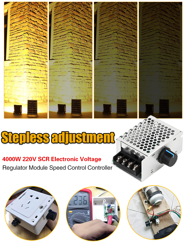 4000 Watt SCR Electronic Voltage Regulator, High Power Adjustable / Speed ​​Control / Temperature Control - with insurance case
