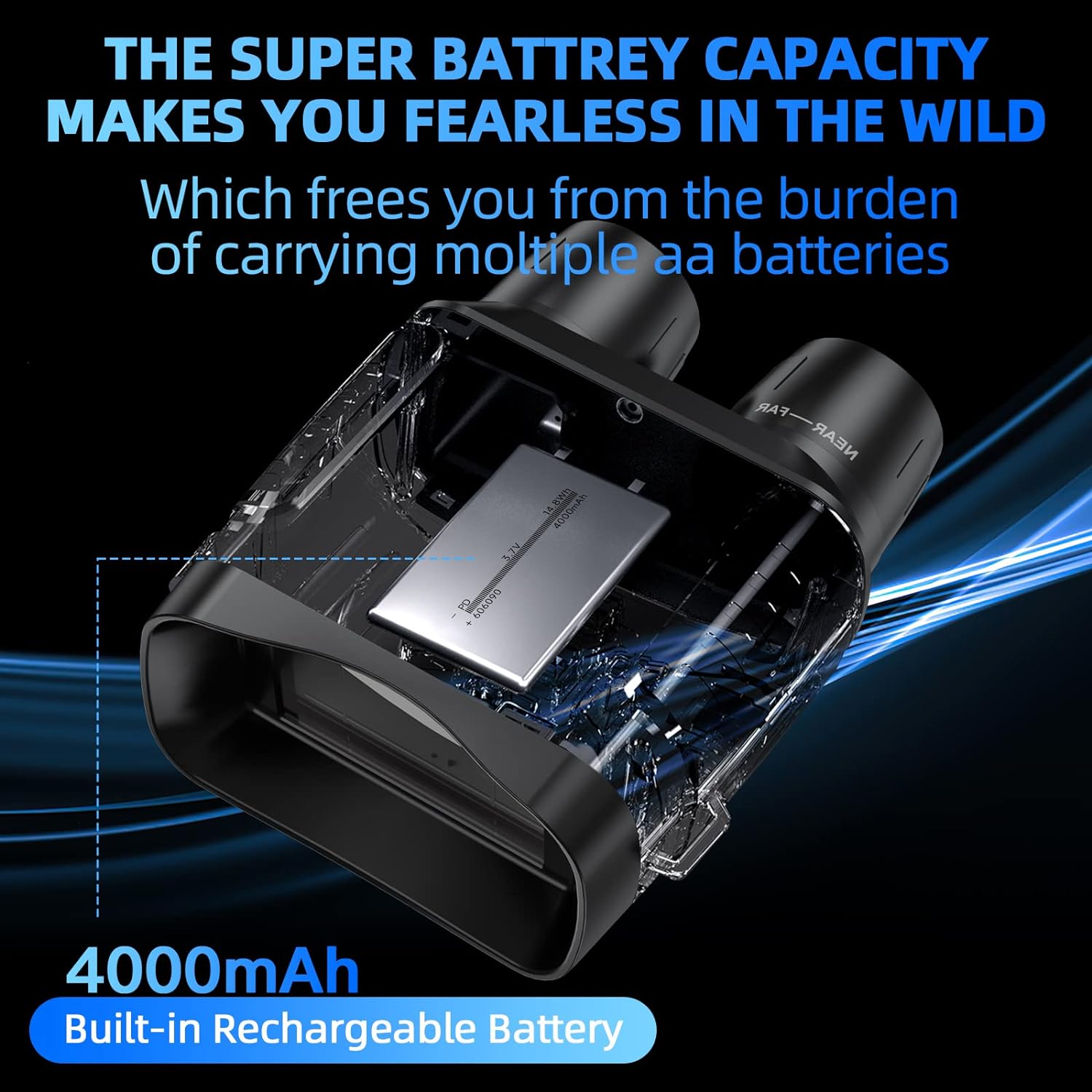 Infrared binocular night vision, 9x magnification, photo and video function