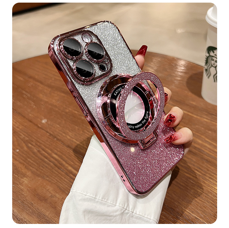 Transparent, Glittering Diamonds, Electroplated Logoview MagSafe Phone Case