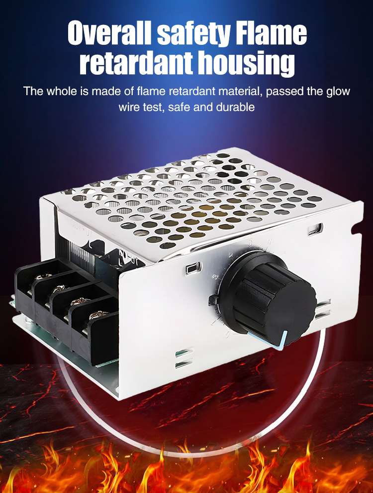 4000 Watt SCR Electronic Voltage Regulator, High Power Adjustable / Speed ​​Control / Temperature Control - with insurance case