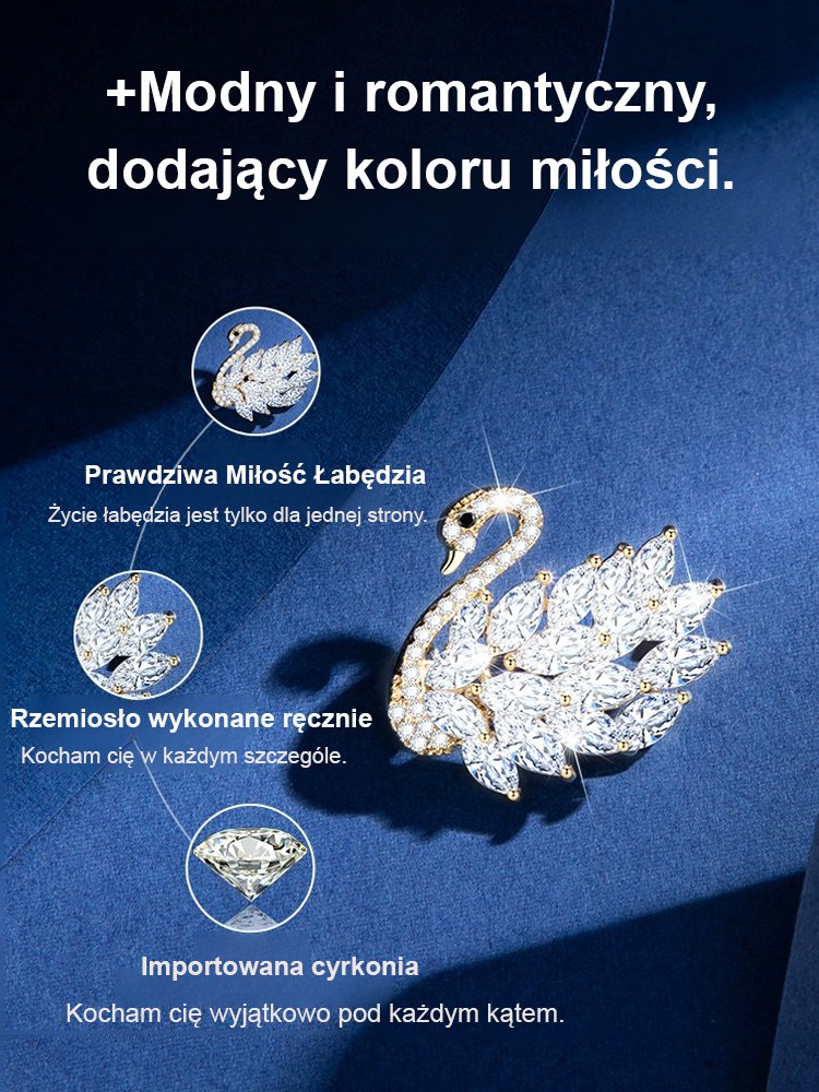 【Tylko przez 3 dni】Kryształowa broszka z łabędziem z uczuciem premium