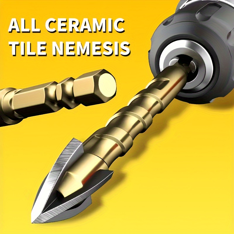 5pcs/set Multipurpose high hardness tungsten steel alloy four-edge cross hexagonal tile drilling drill bit 5 6 8 10 12 mm