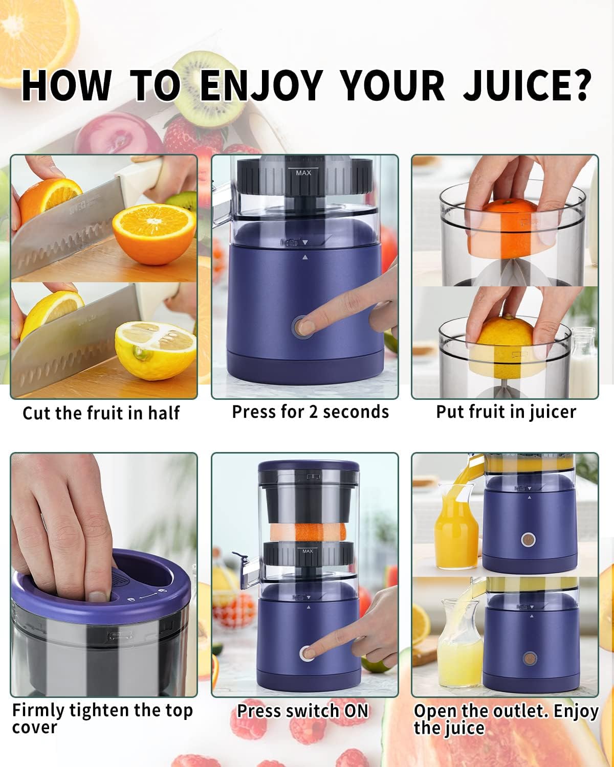 Portable USB rechargeable juicer for home use multifunctional pomace juice separation