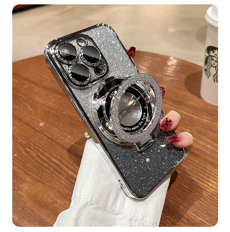 Transparent, Glittering Diamonds, Electroplated Logoview MagSafe Phone Case