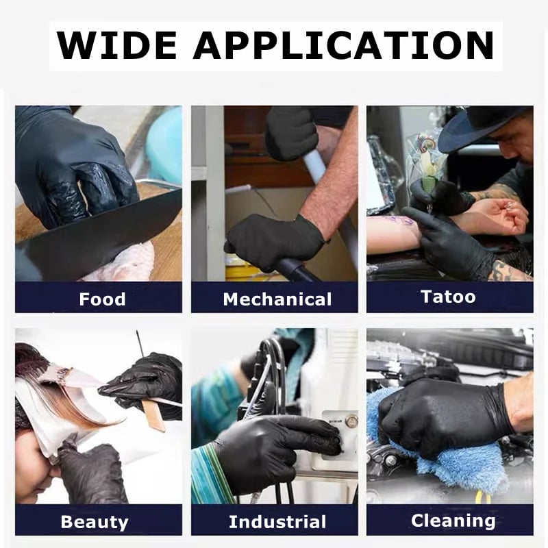 Disposable Black Nitrile Gloves Safety Tools For Household Cleaning