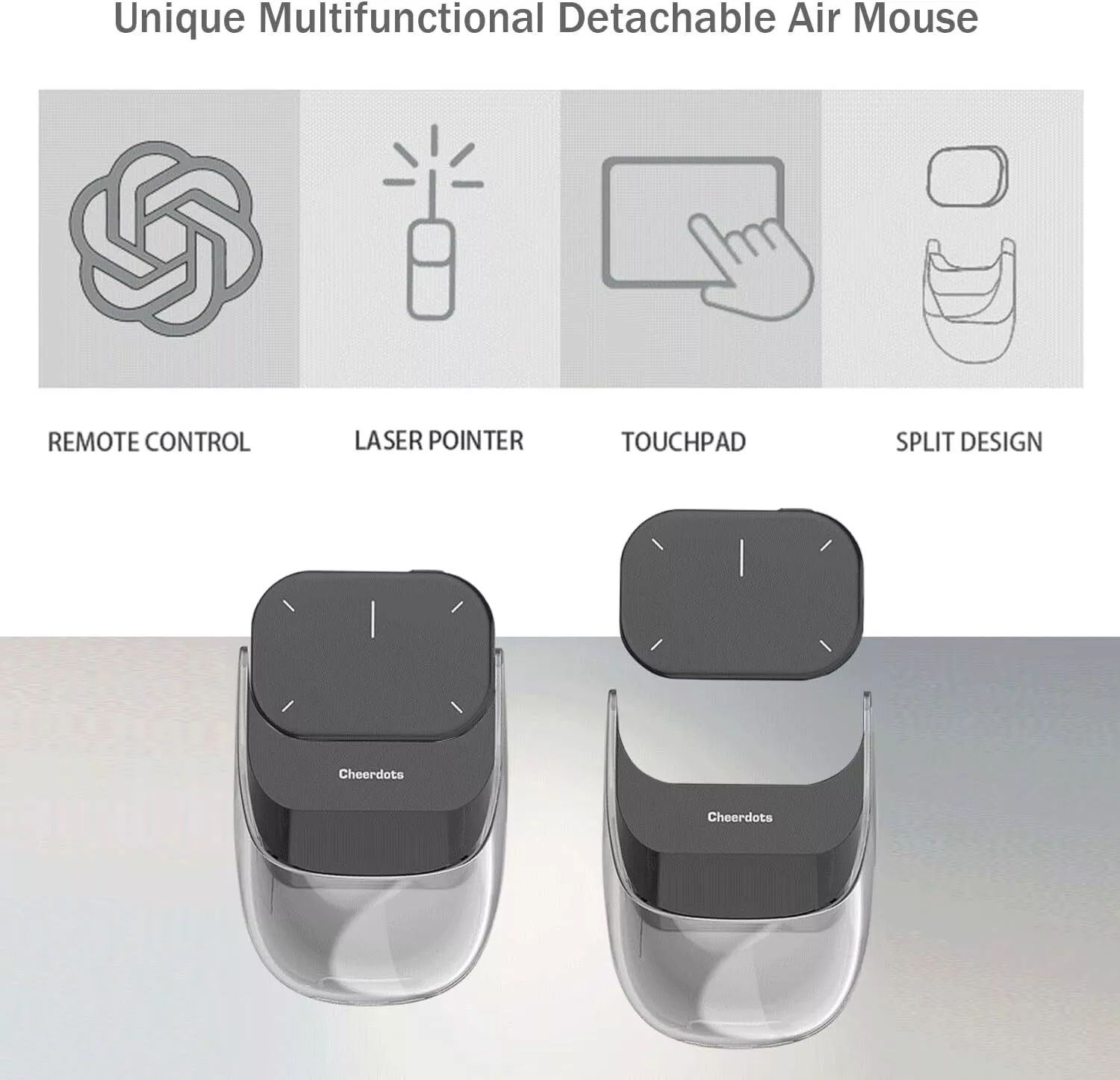 Bluetooth Detachable Air Mouse Touchpad Mouse with Voice Recording, Presentation Clicker Wireless