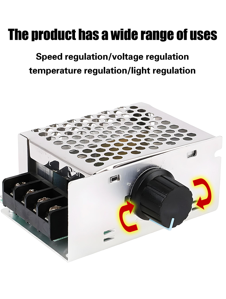 4000 Watt SCR Electronic Voltage Regulator, High Power Adjustable / Speed ​​Control / Temperature Control - with insurance case