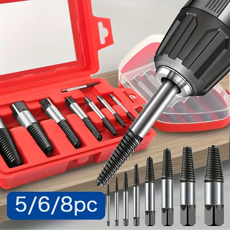 5/6/8pcs Premium Screw Extractor Kit, Easy To Remove Damaged Screws, Bolts And Pipes, Essential Woodworking And DIY Tools