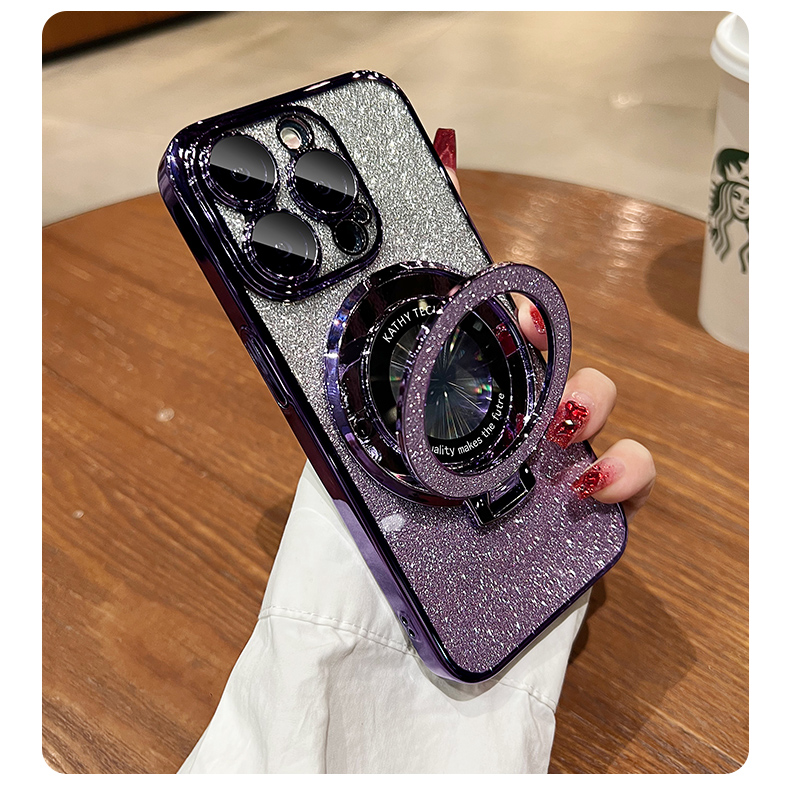 Transparent, Glittering Diamonds, Electroplated Logoview MagSafe Phone Case