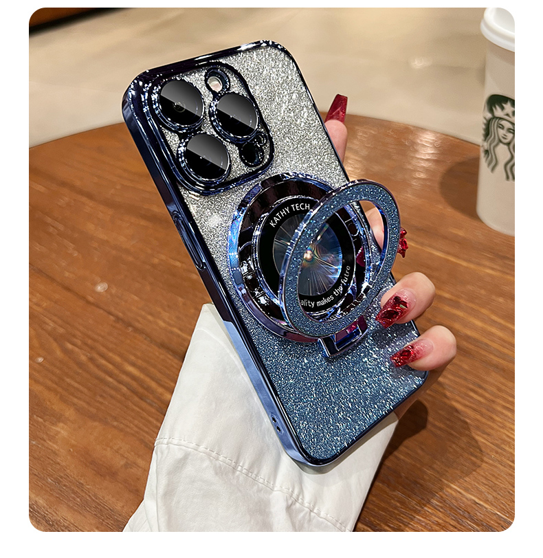 Transparent, Glittering Diamonds, Electroplated Logoview MagSafe Phone Case