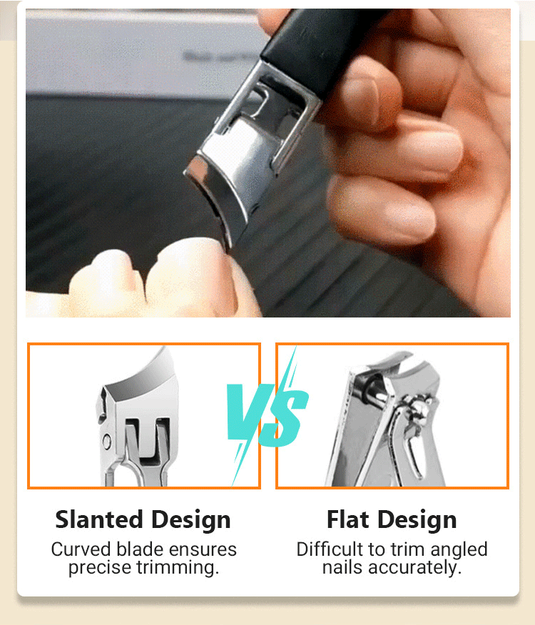 Slanted Nail Clippers – Splash Free Nail Trimmer for Men – Wide Jaw Opening with Slanted Splash Free Long Handle for Seniors – Curved Nail Clippers – Nail Clippers