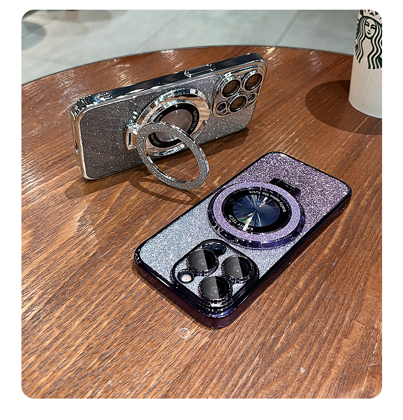 Transparent, Glittering Diamonds, Electroplated Logoview MagSafe Phone Case