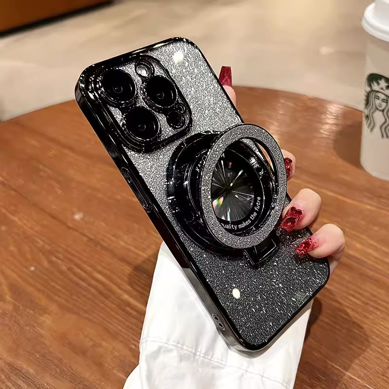 Transparent, Glittering Diamonds, Electroplated Logoview MagSafe Phone Case