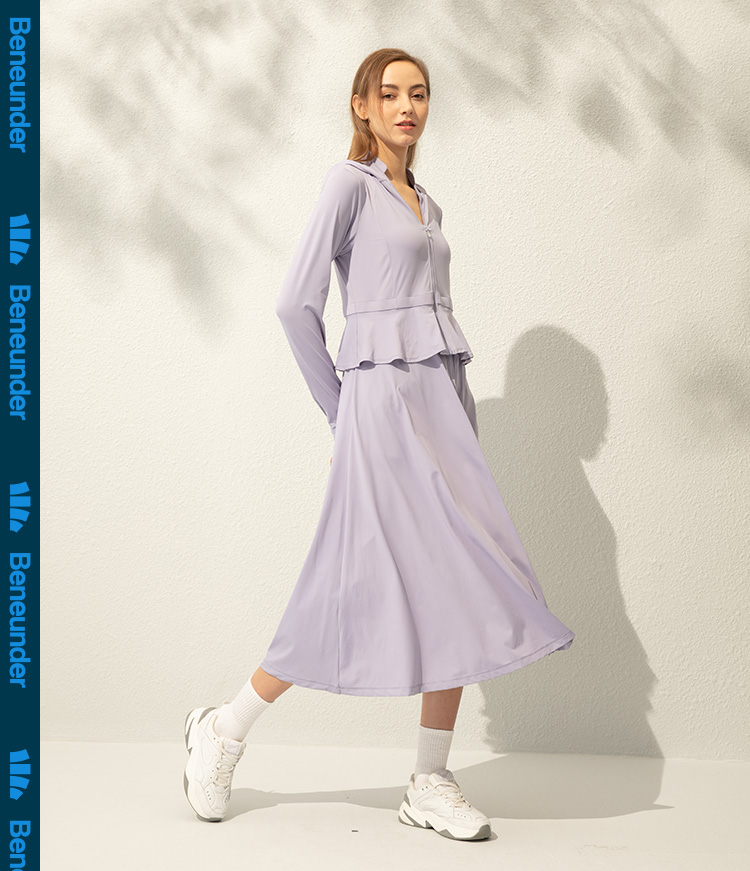 [2-in-1 Super Long Sunscreen] Mid-length ice silk sunscreen clothing, blocks ultraviolet rays