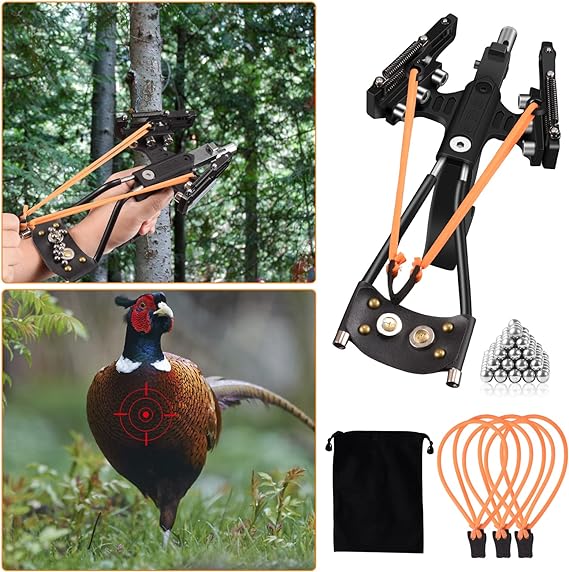 Prootor Tirachinas con láser para caza profesional con 3 bandas de goma, hondas, cohetes para adultos, con 300 municiones